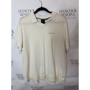 Armani Exchange Men’s V-Neck Polo Shirt XXL White Short Sleeve